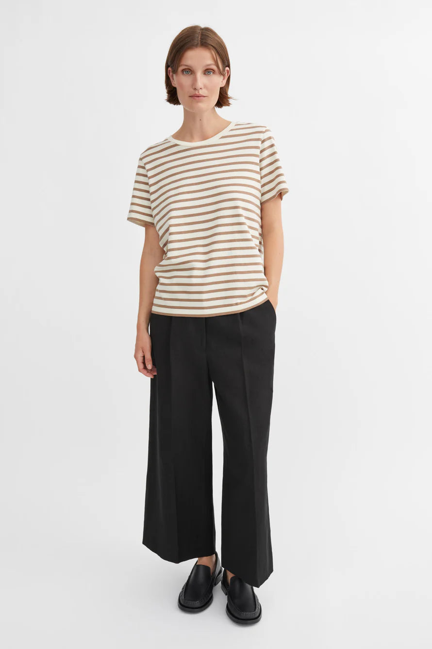 Loui Regular Tee light brown stripes