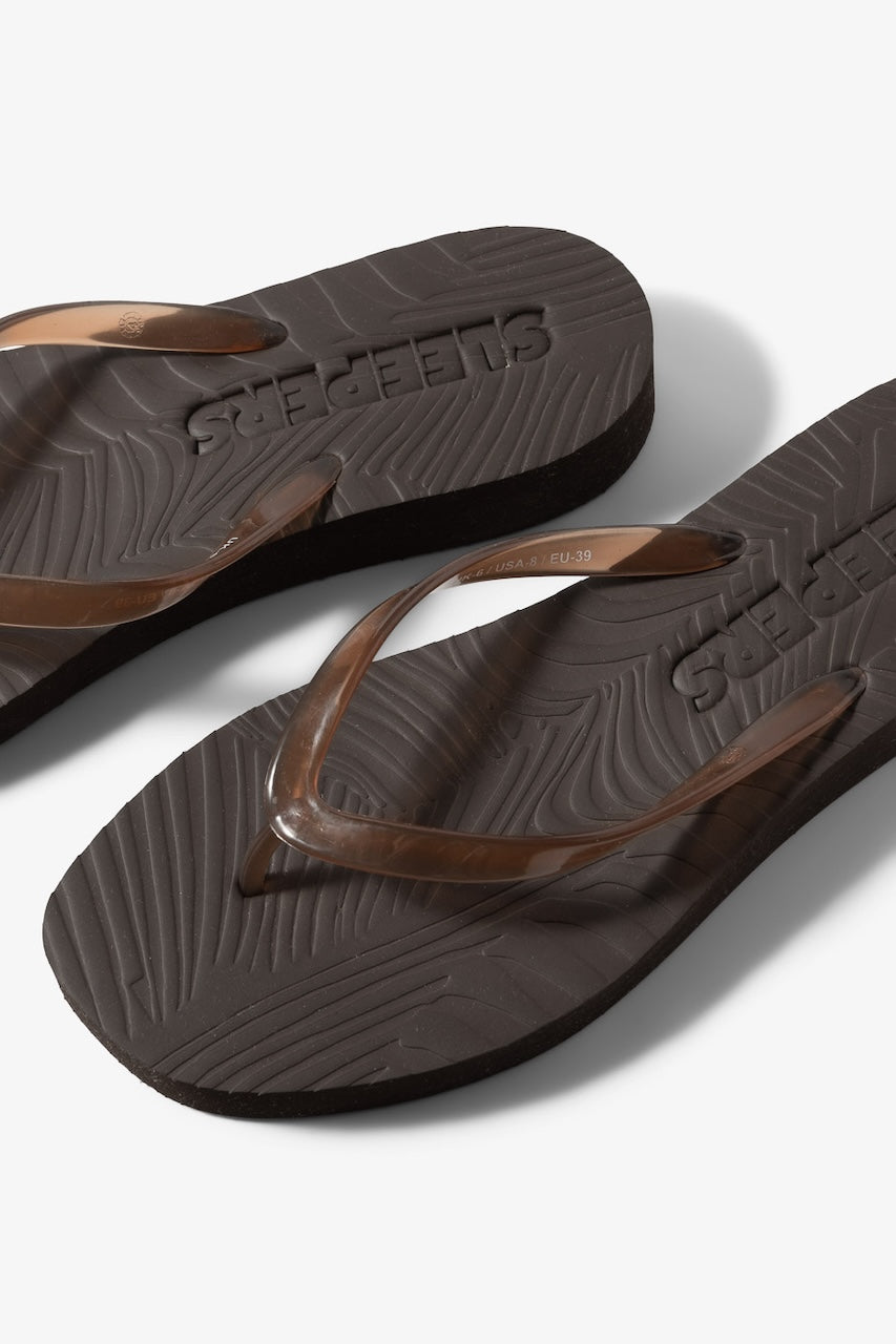Tapered Platform Flip Flop brown transparent