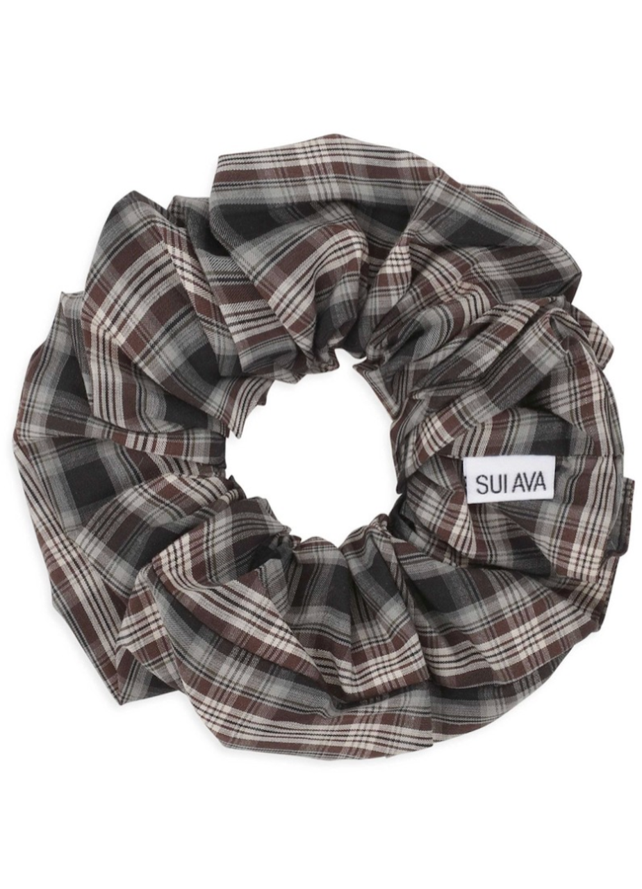Tartan Scrunchie brown/grey