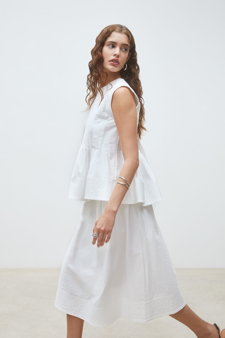 Faye Midi Skirt blanc casse