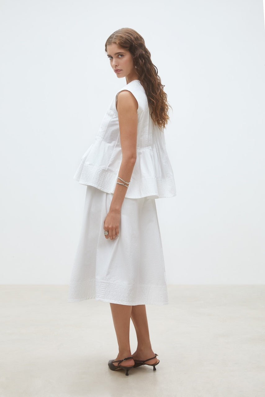 Faye Midi Skirt blanc casse