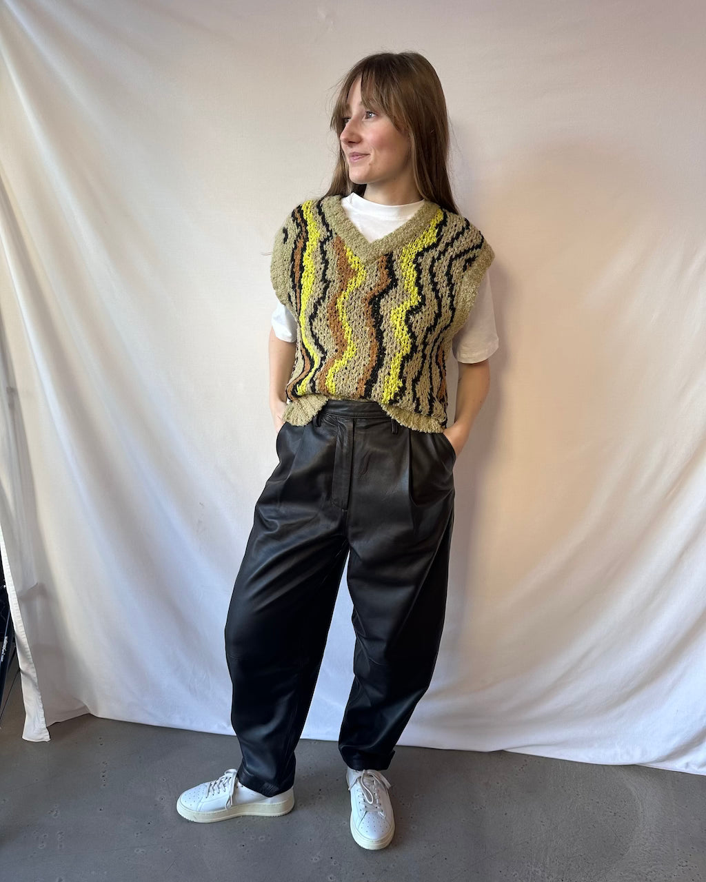 Judith Knit Vest Soft Jacquard 70S wave aop