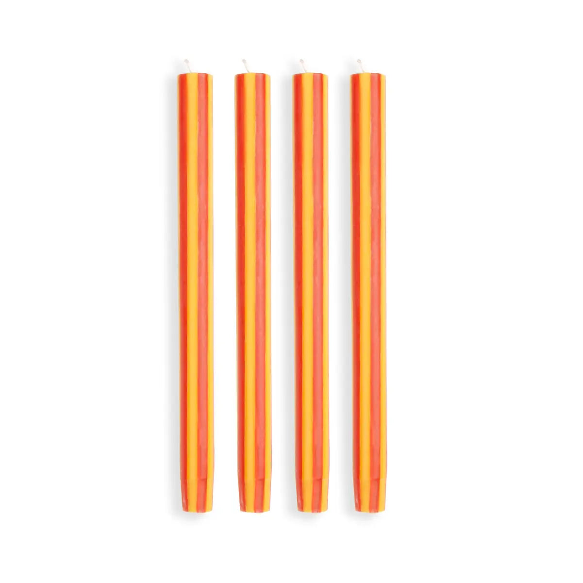 Streifen-Dinnerkerze mellow yellow / rost
