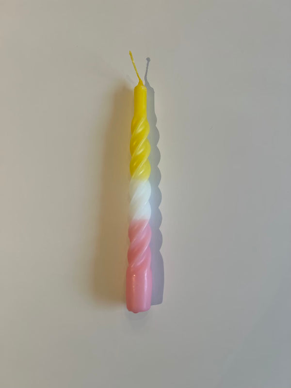 Twisted Candle Matt yellow / pink