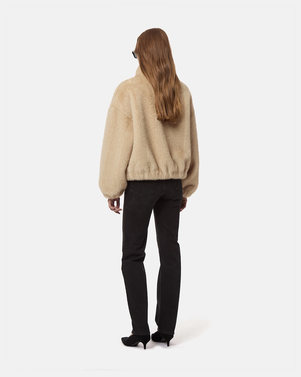 Iris Shaved Mink Bomber latte multi