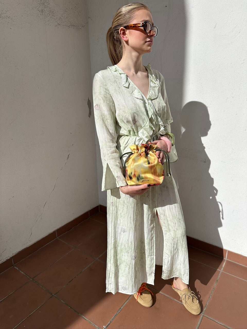 Annia Maxidress distorted green flower