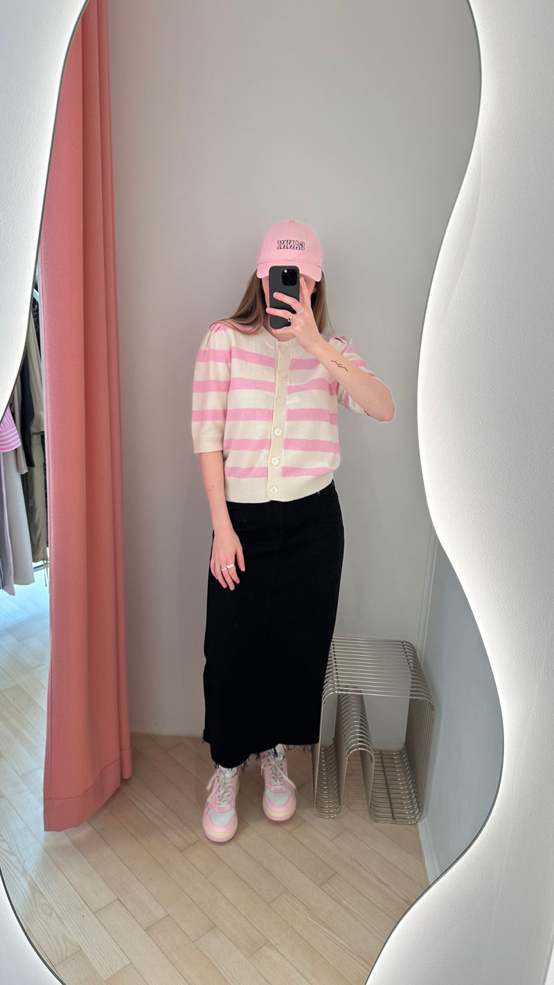Carlee Cardigan pink breton stripes