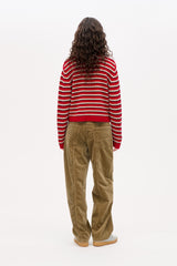 Cori Polo crimson red stripe