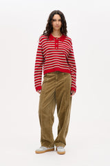 Cori Polo crimson red stripe