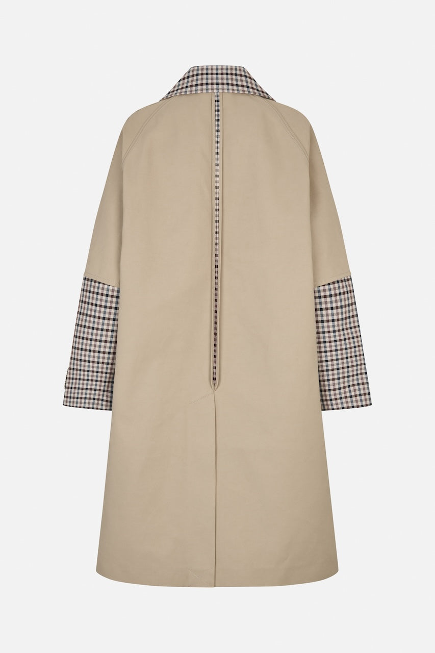 Donnie Trench Coat brown camel check