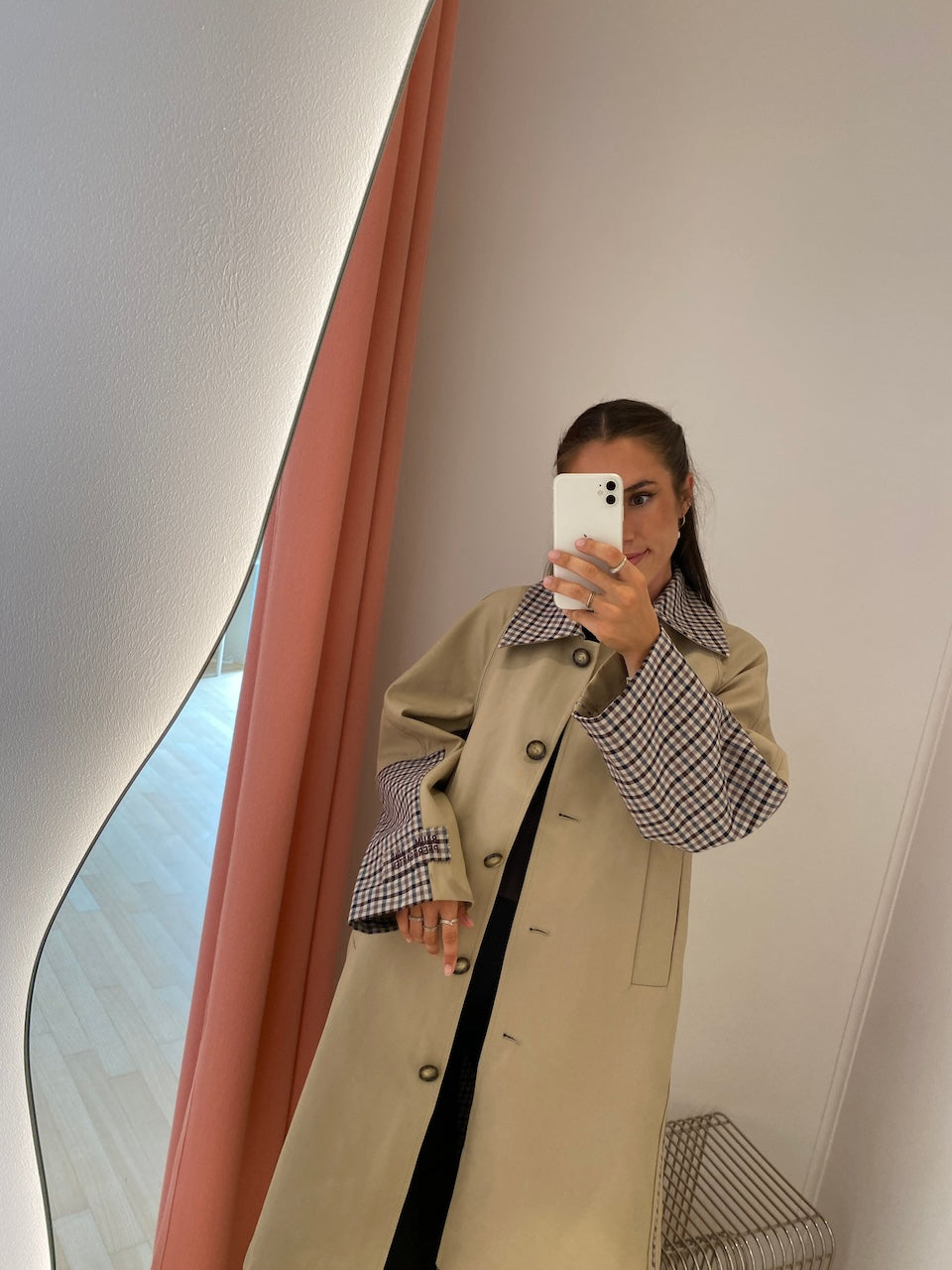 Donnie Trench Coat brown camel check