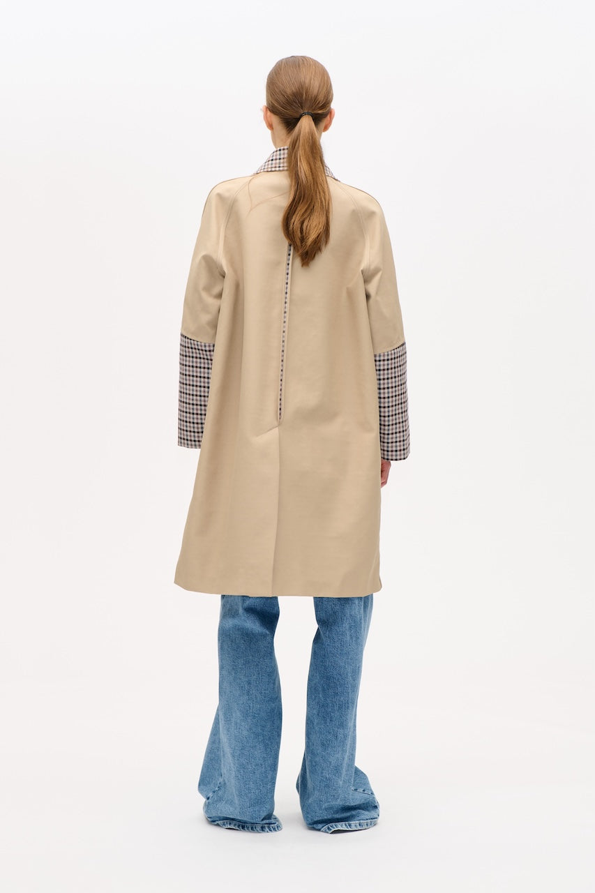 Donnie Trench Coat brown camel check