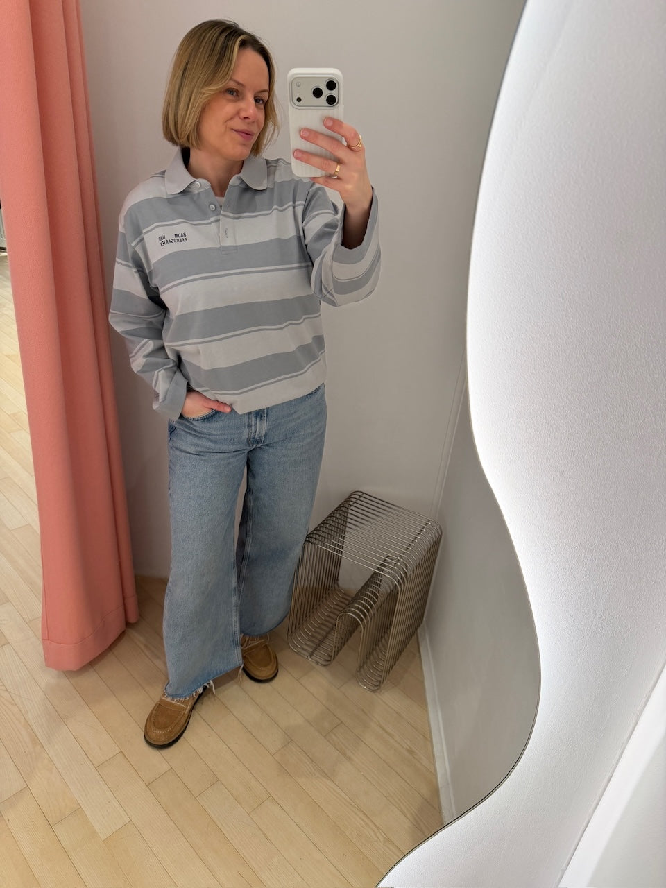 BAUM UND PFERDGARTEN Oversized Polo grau-gestreift | Lässiger Fit