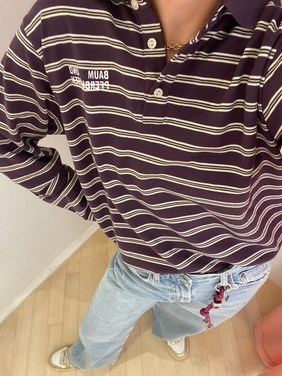Jeanne Polo plum polo stripe
