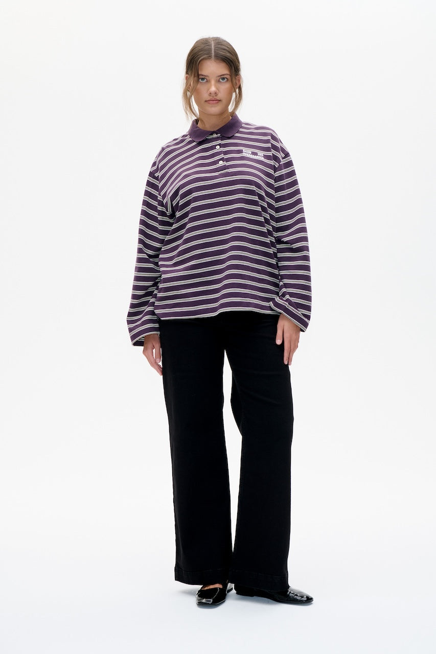Jeanne Polo plum polo stripe
