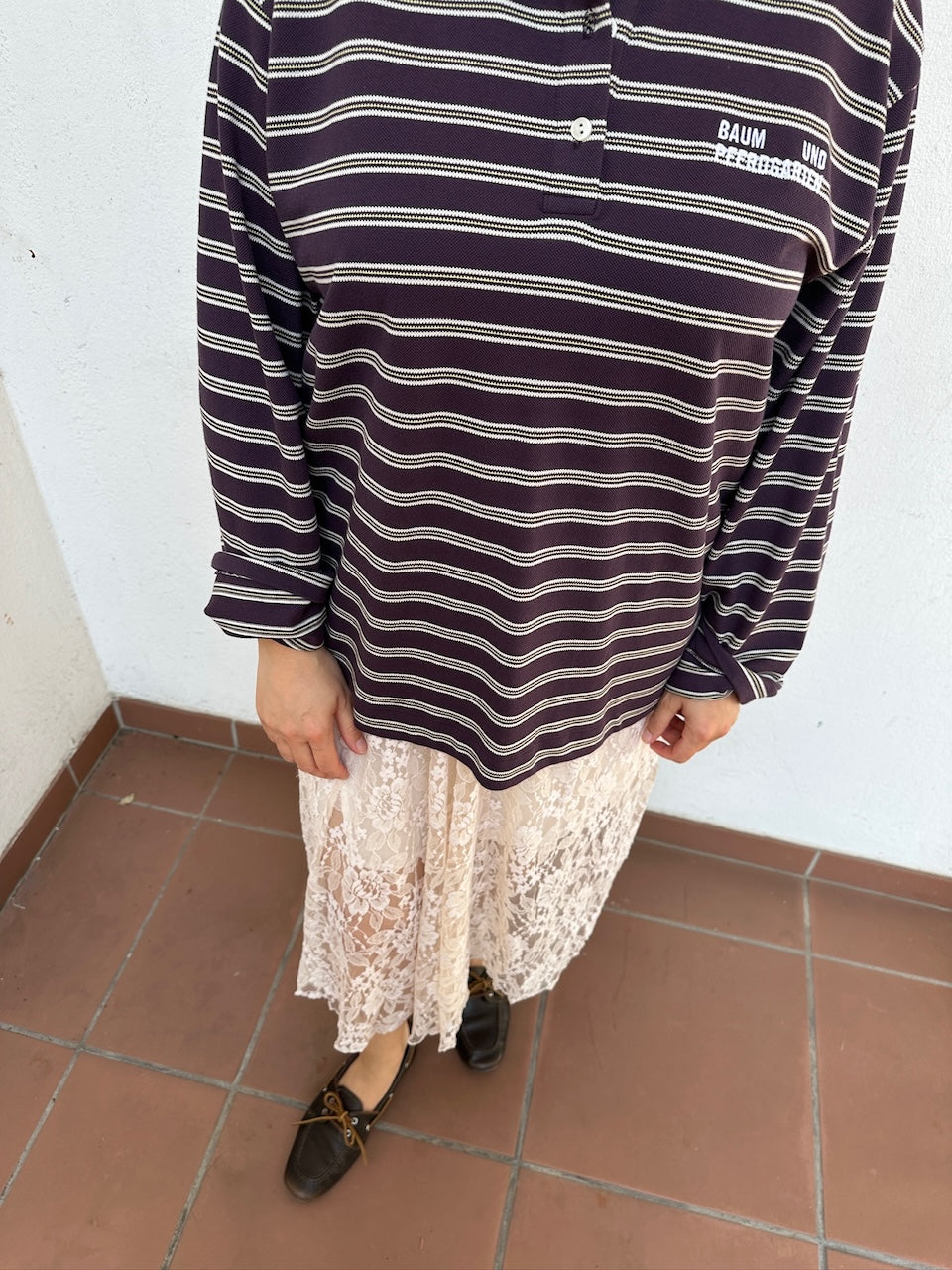 Jeanne Polo plum polo stripe