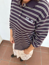 Jeanne Polo plum polo stripe