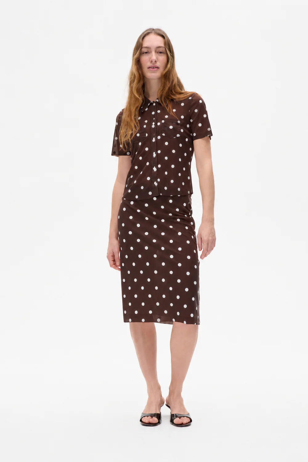 Jessika Midiskirt coffee bean dots
