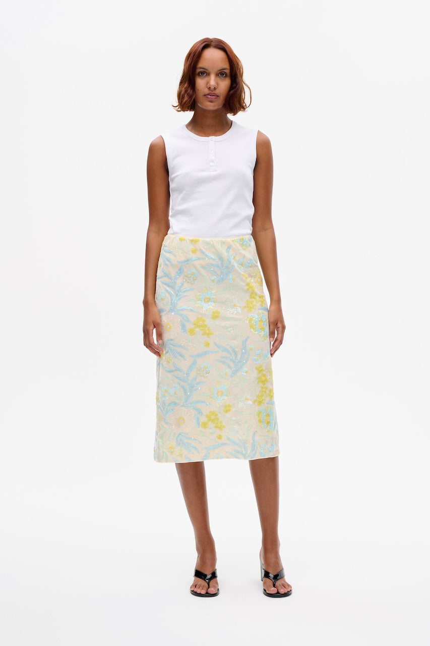 Jolette Midiskirt pastel sequins flower