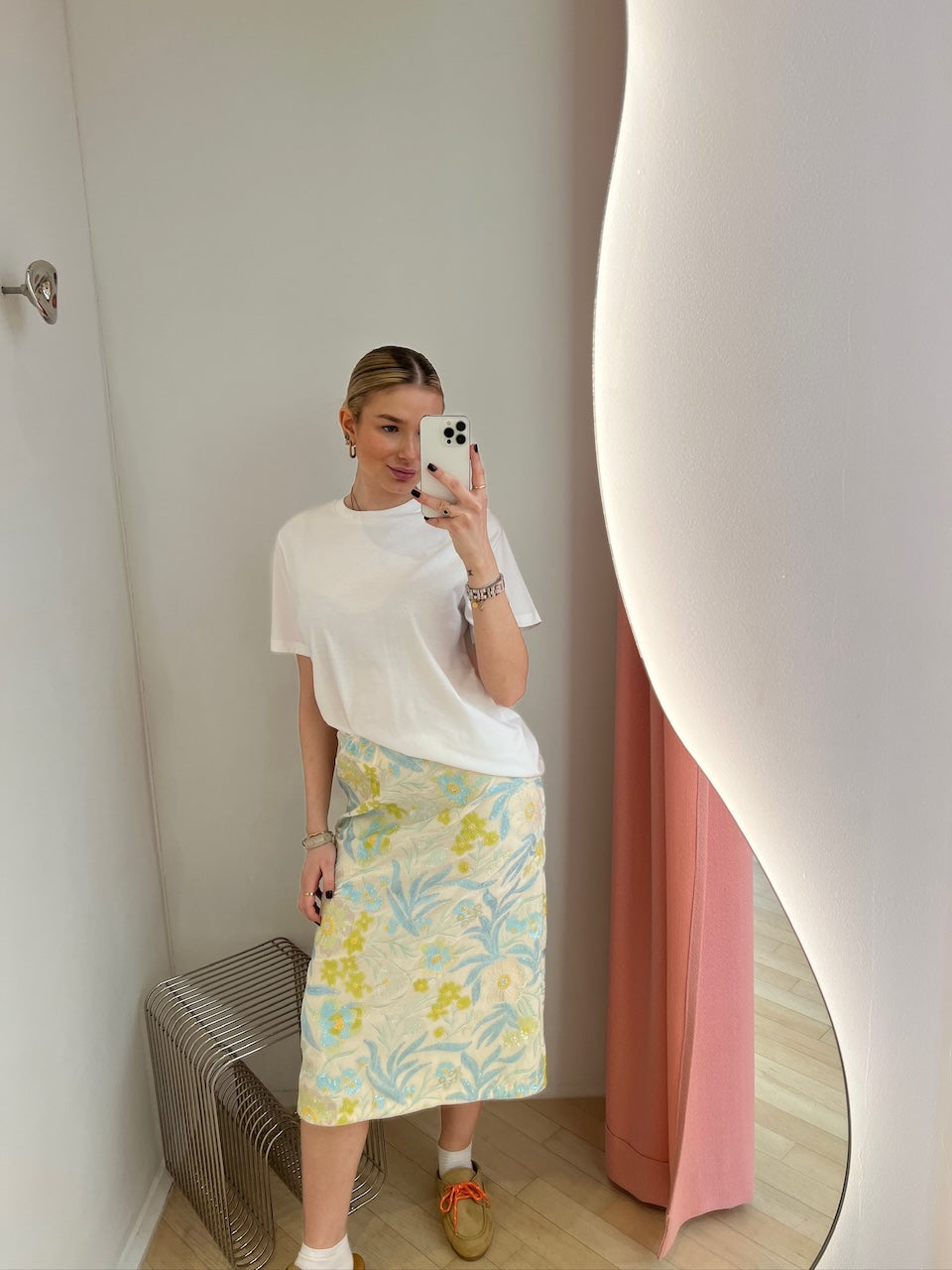 Jolette Midiskirt pastel sequins flower