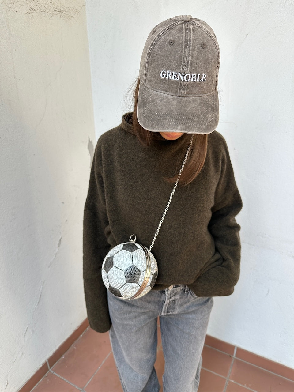 Kenza Bag jet crystal football