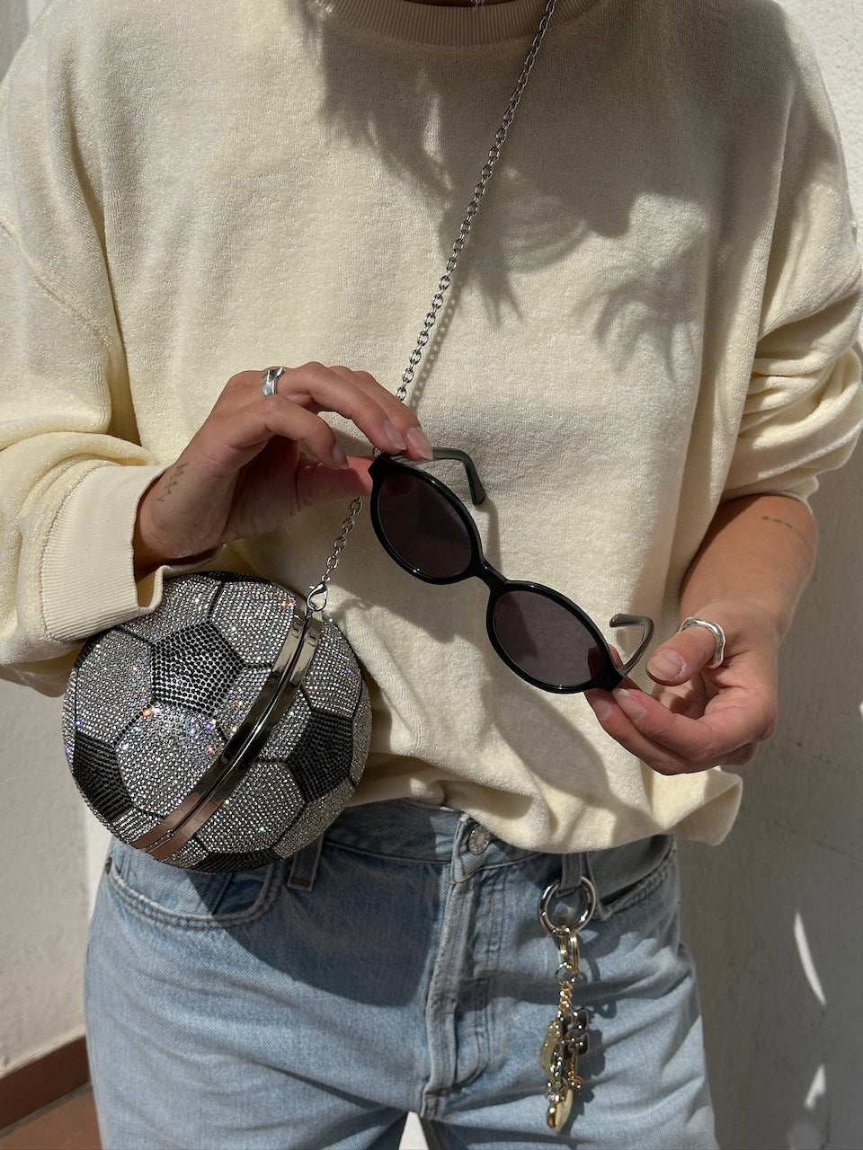 Kenza Bag jet crystal football