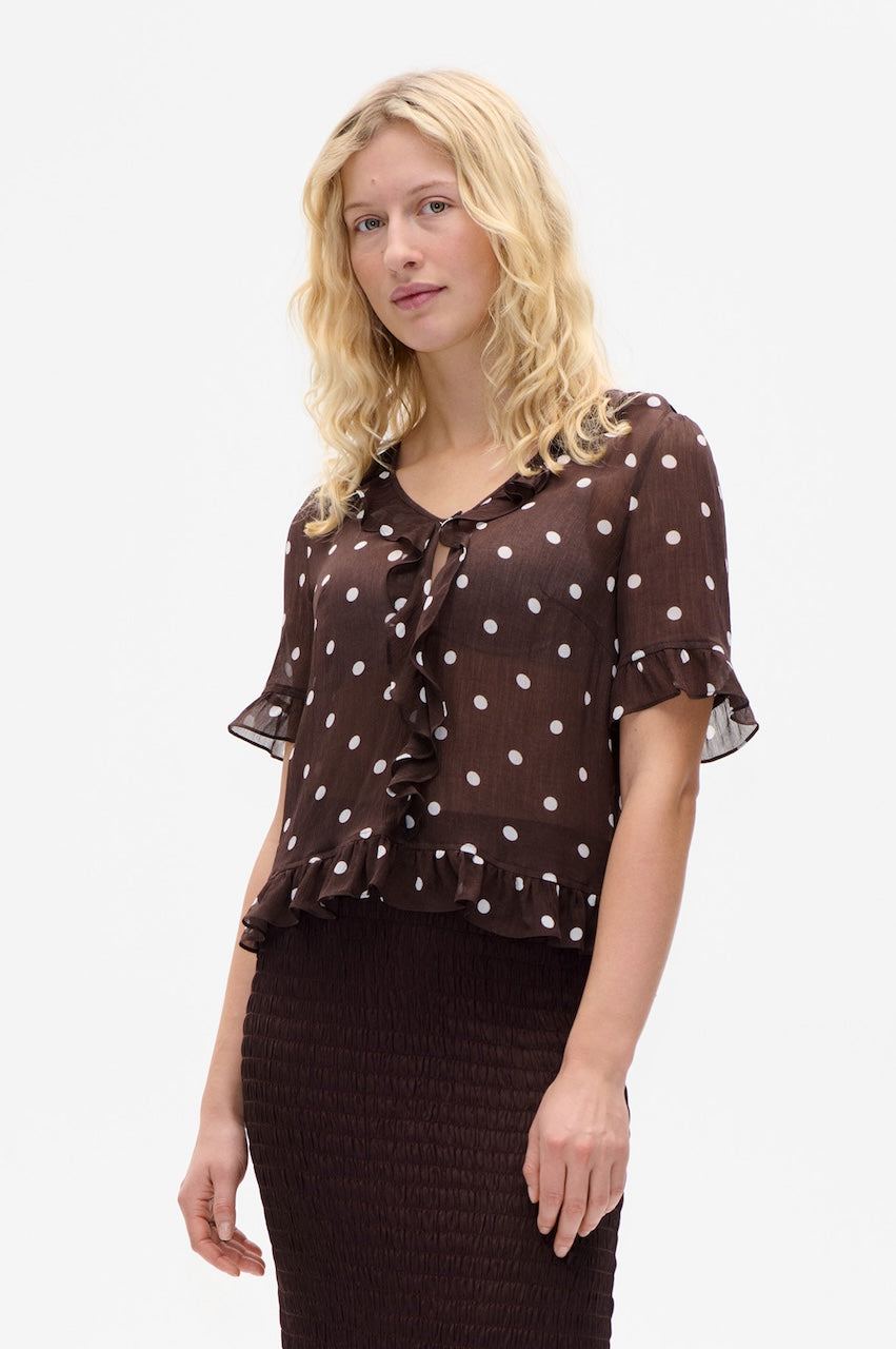 Madicen Blouse coffee bean dots