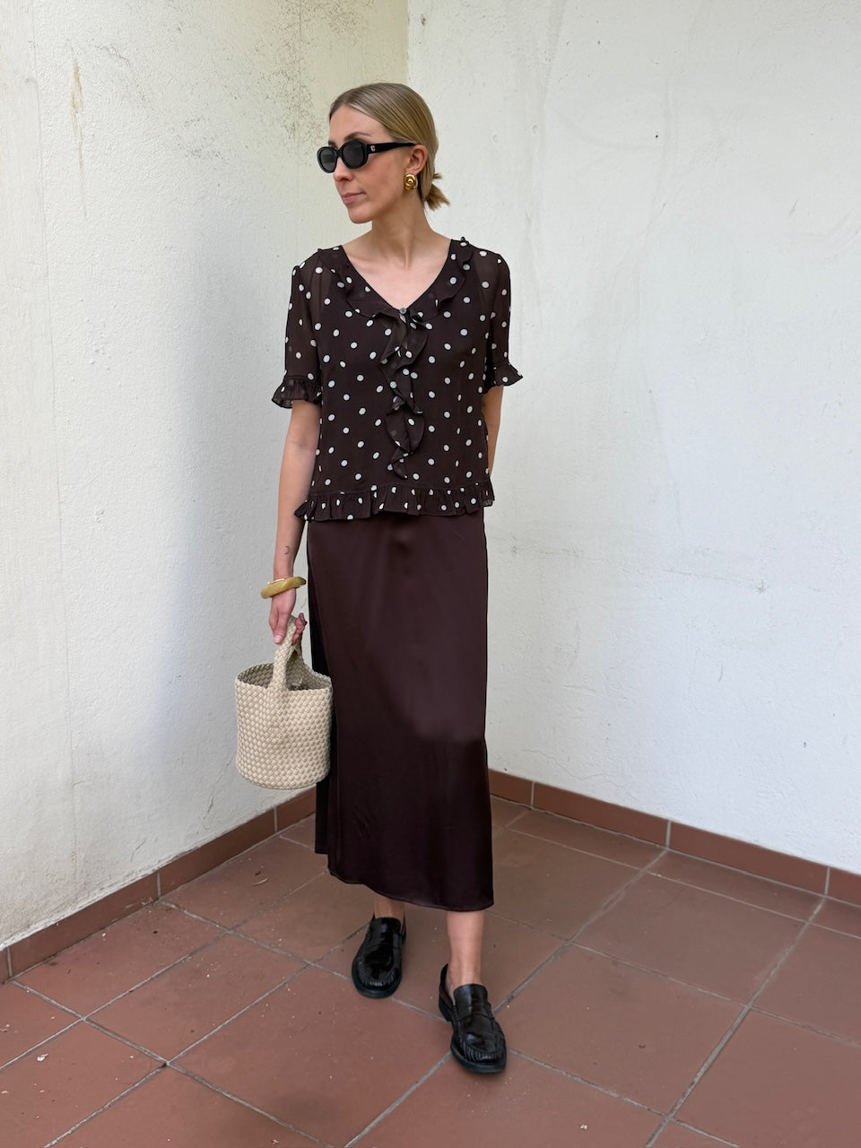 Madicen Blouse coffee bean dots