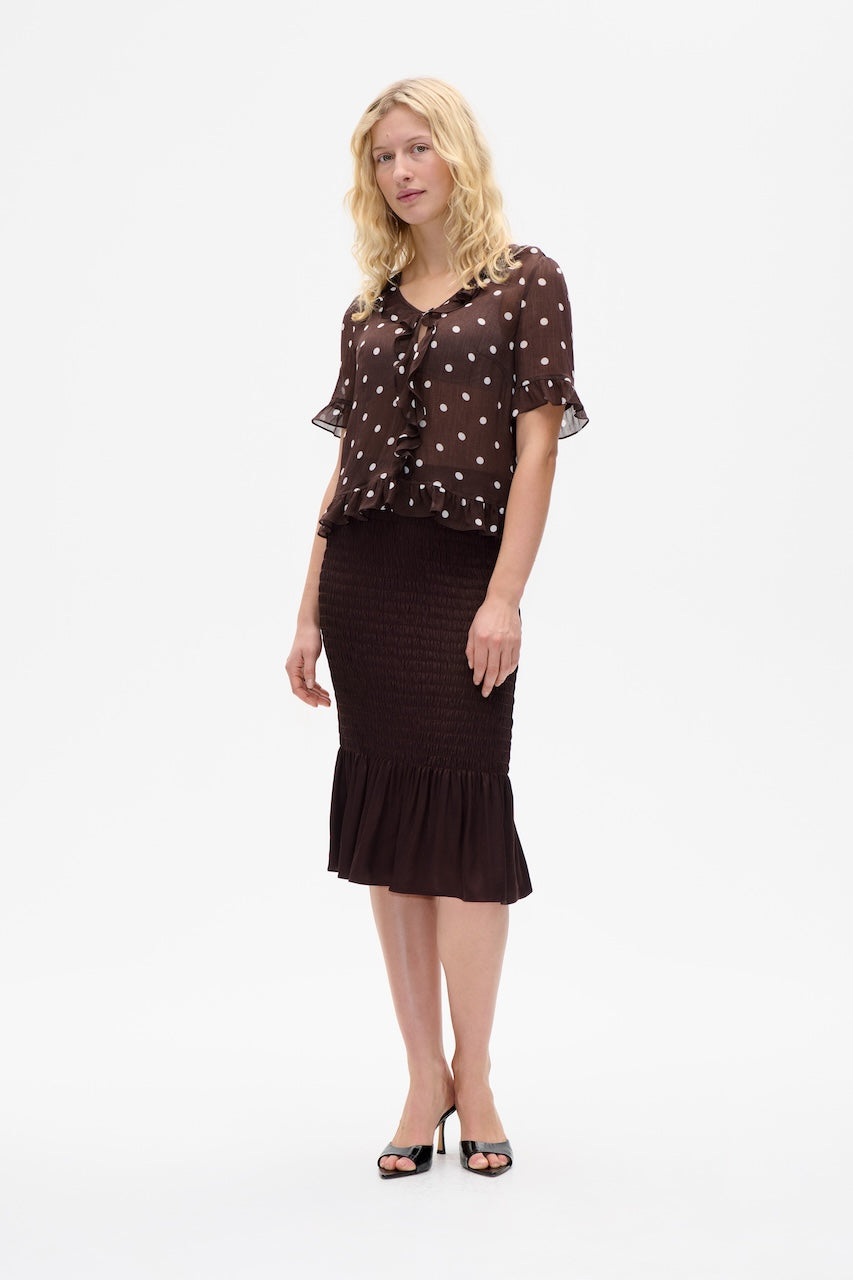Madicen Blouse coffee bean dots