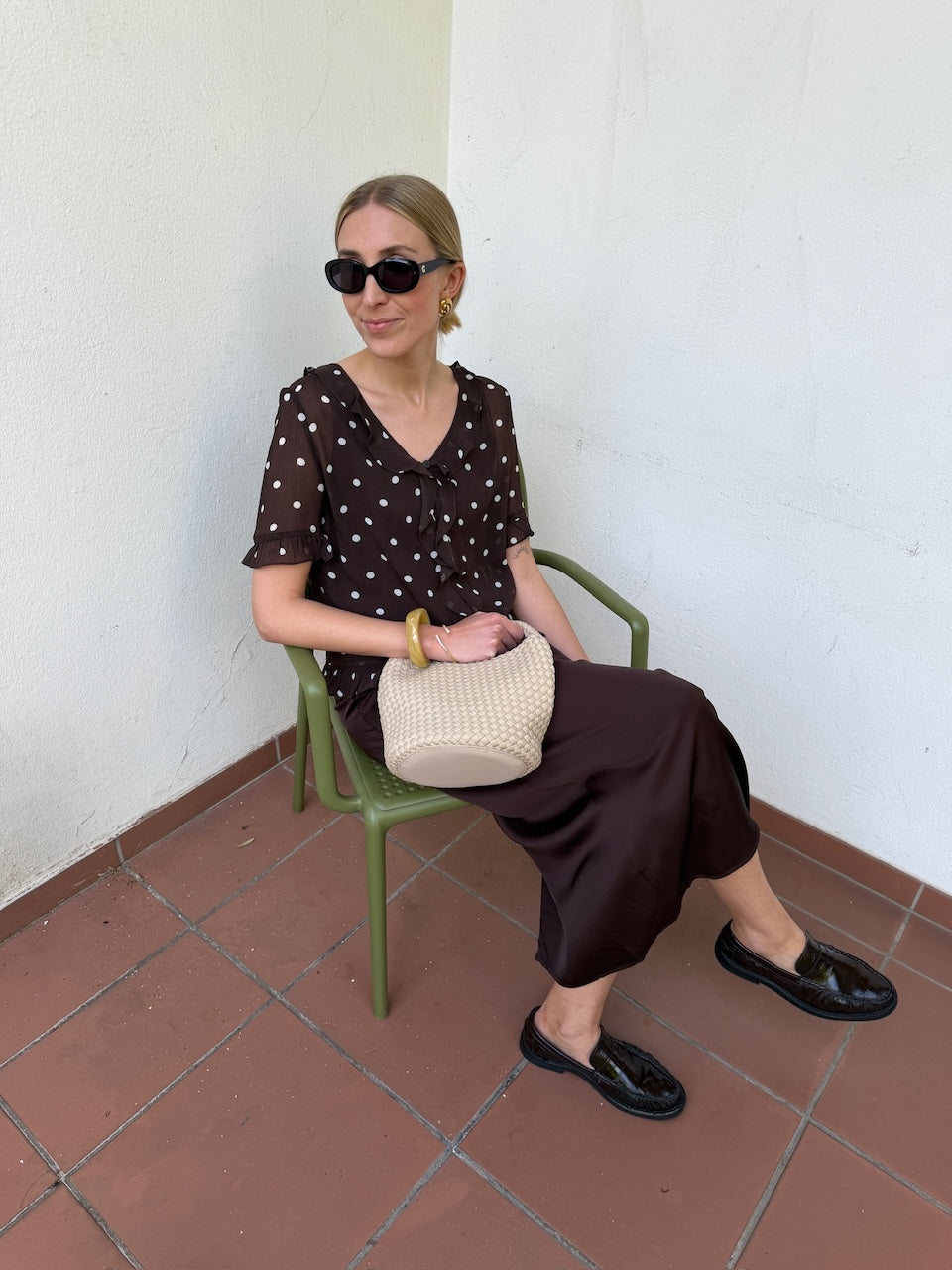 Madicen Blouse coffee bean dots