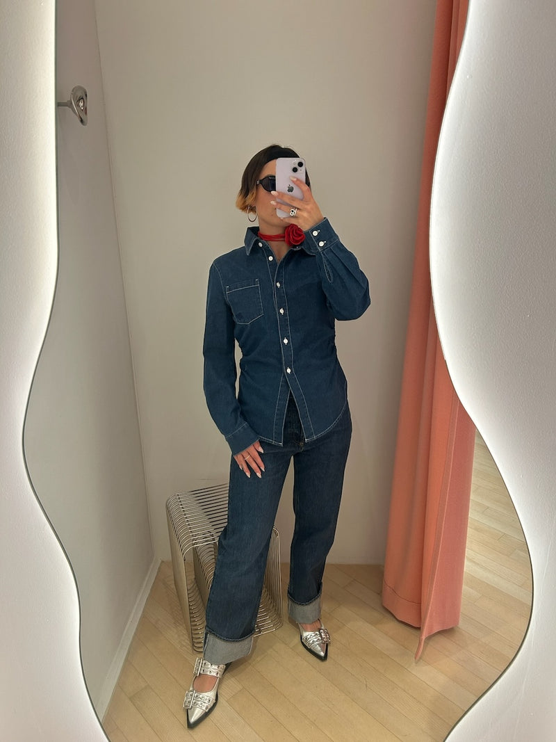 Maria Blouse light worn denim