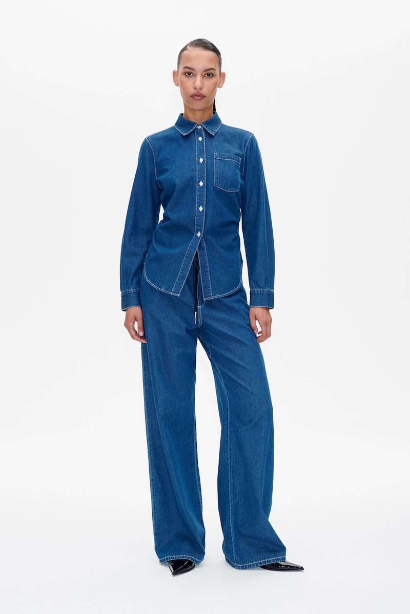 Maria Blouse light worn denim