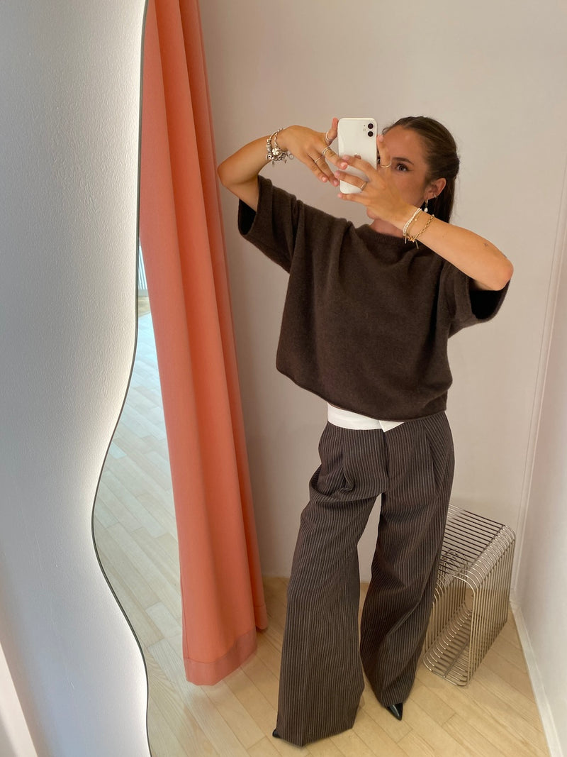 Neyat Pants dark brown pinstripe