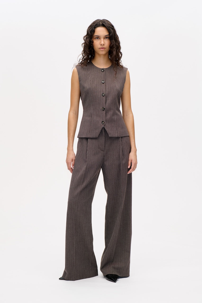 Neyat Pants dark brown pinstripe