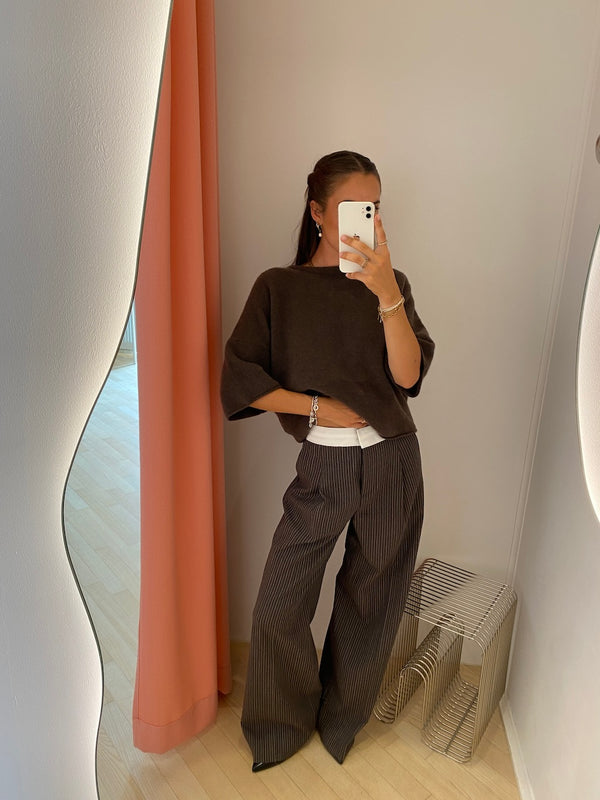 Neyat Pants dark brown pinstripe