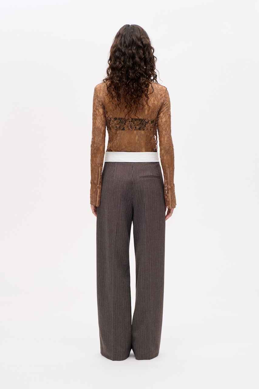 Neyat Pants dark brown pinstripe