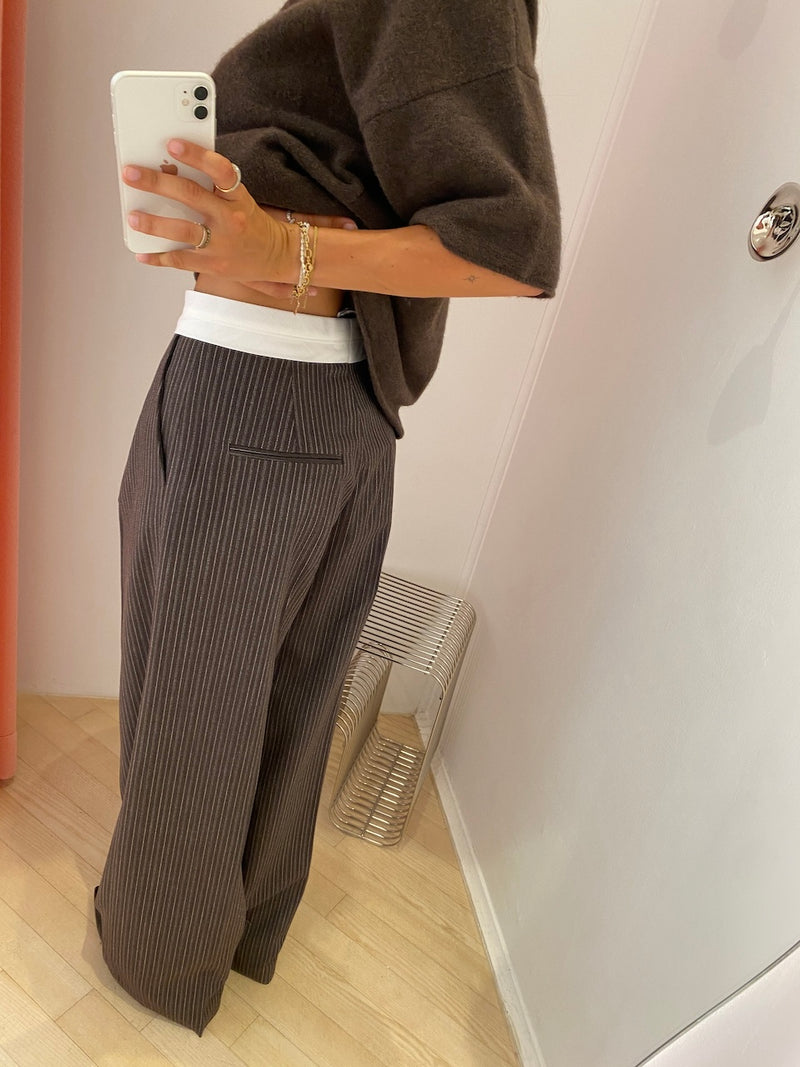 Neyat Pants dark brown pinstripe