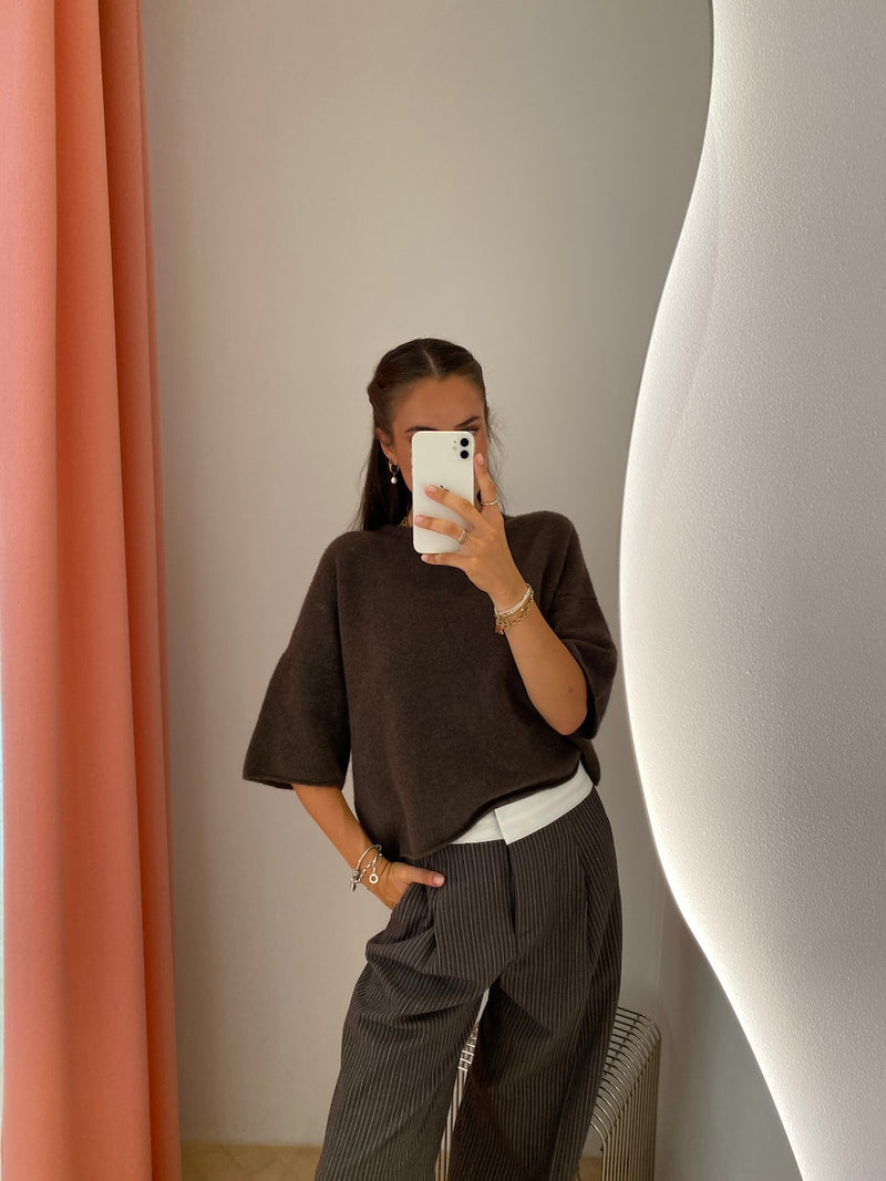 Neyat Pants dark brown pinstripe