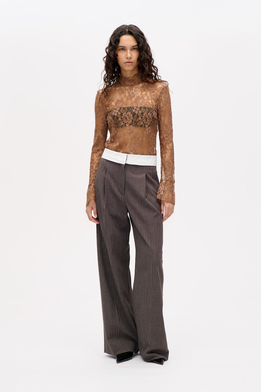 Neyat Pants dark brown pinstripe