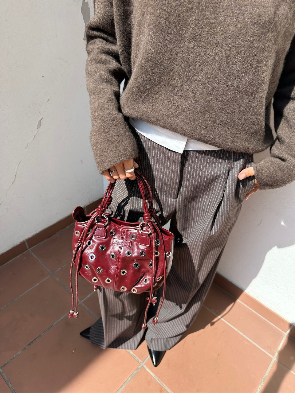 Neyat Pants dark brown pinstripe