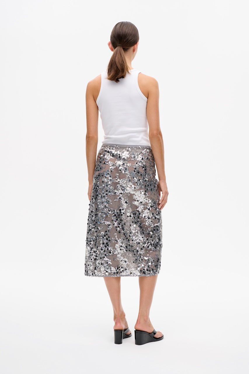 Shania Midiskirt grey sequins