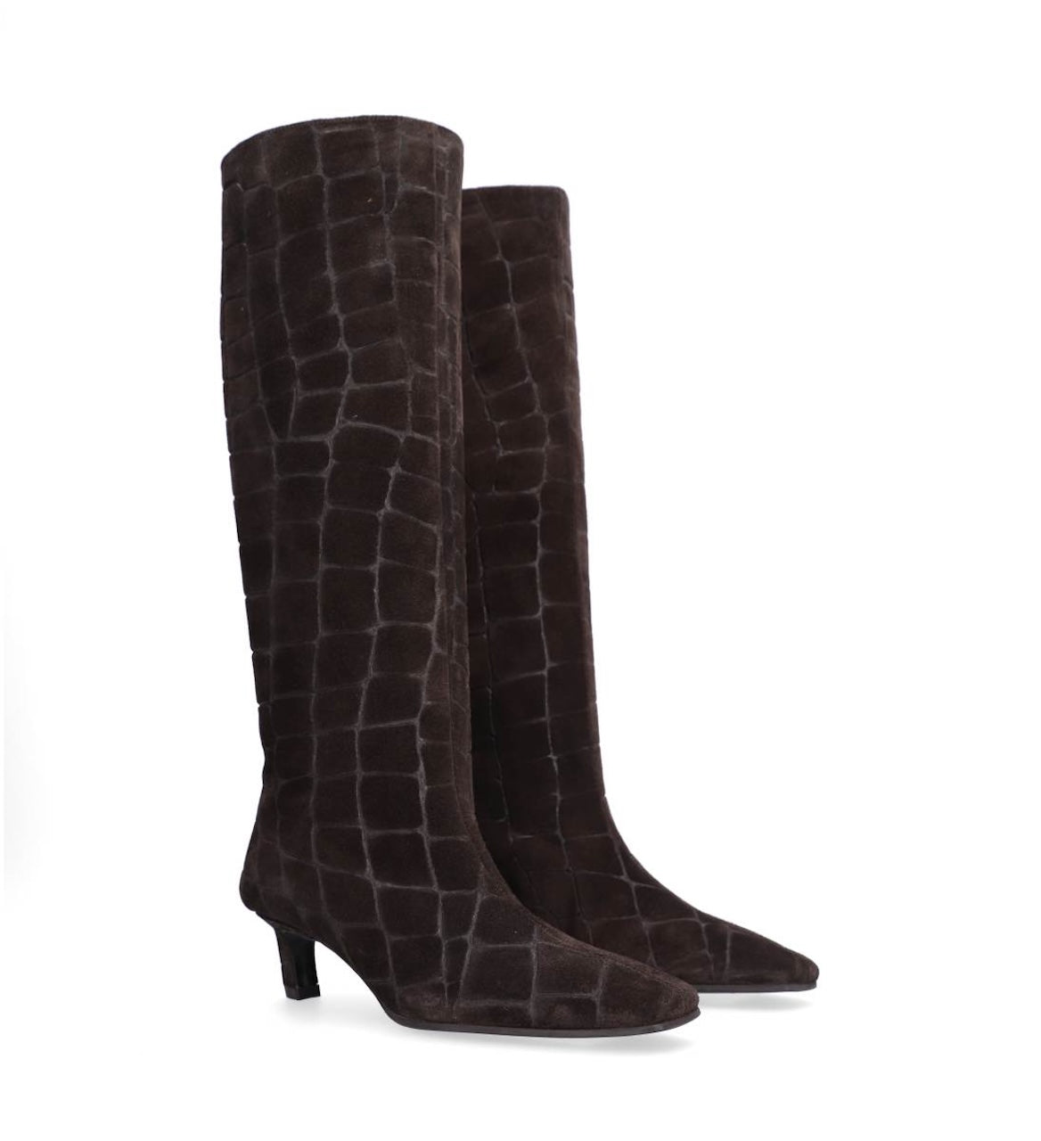 Long Boots dark brown coper suede