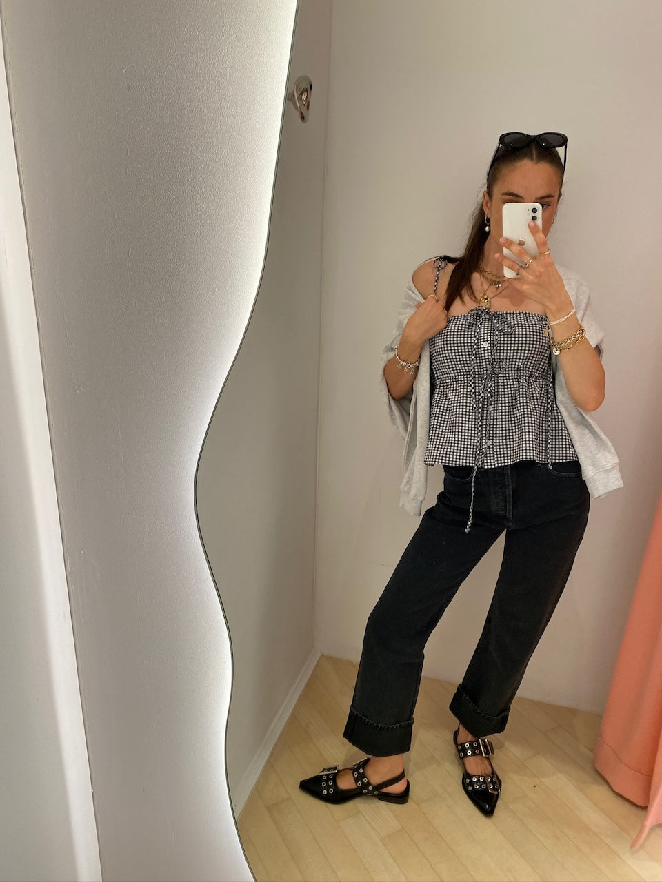 Leonora Top black/white check