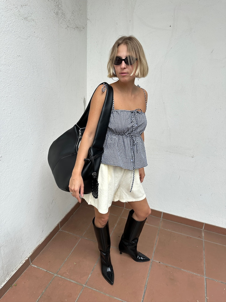 Leonora Top black/white check