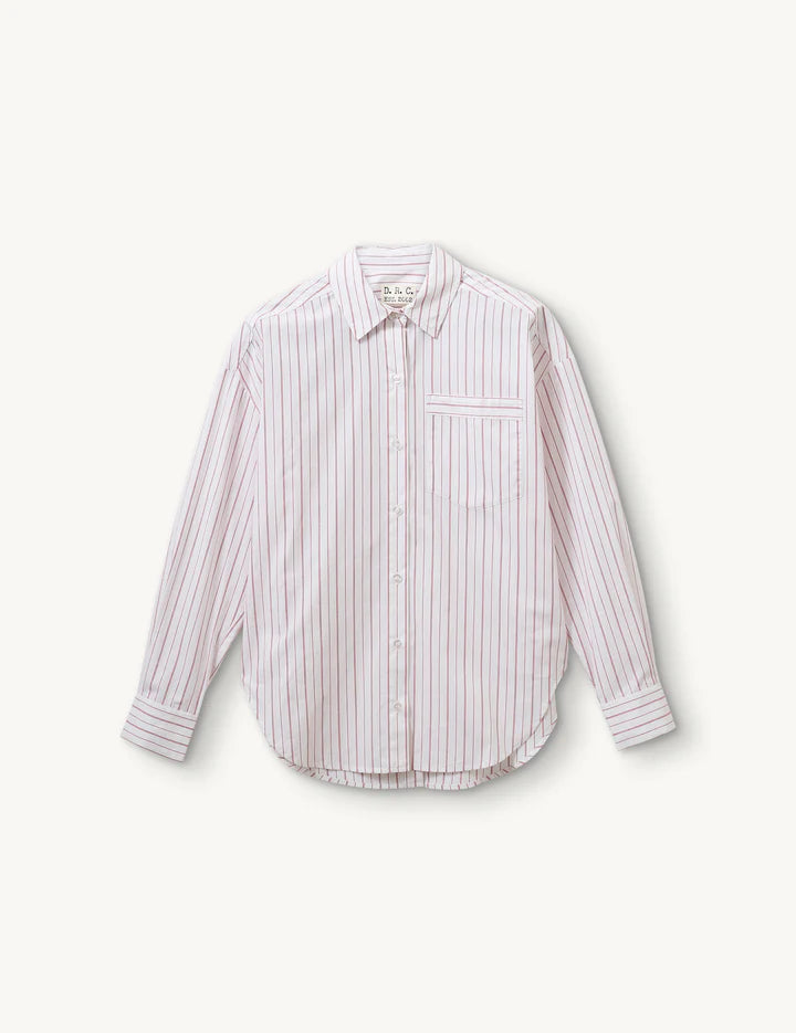 Ray Oversized Shirt red/white thin stripes