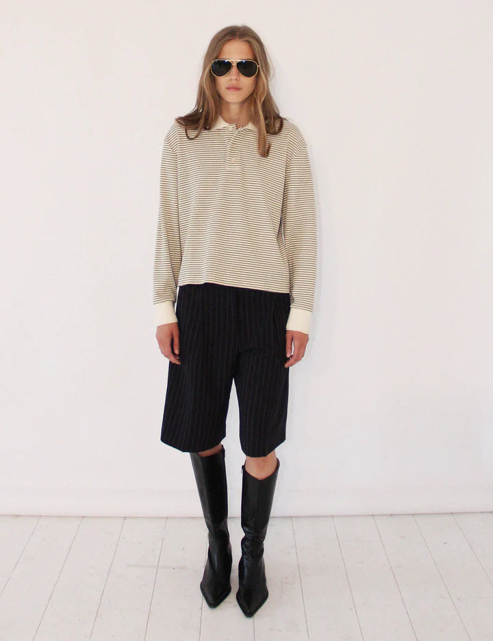 Sacha Breton Polo cream/black stripe