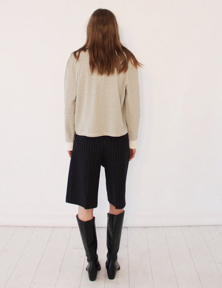 Sacha Breton Polo cream/black stripe