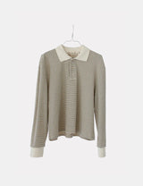 Sacha Breton Polo cream/black stripe
