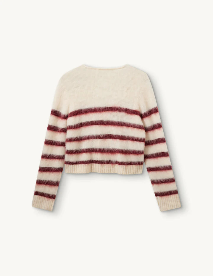 Verona Brushed Jacket cream/burgundy stripe