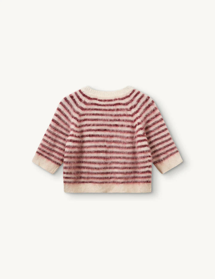 Verona Brushed Tee cream/burgundy stripe